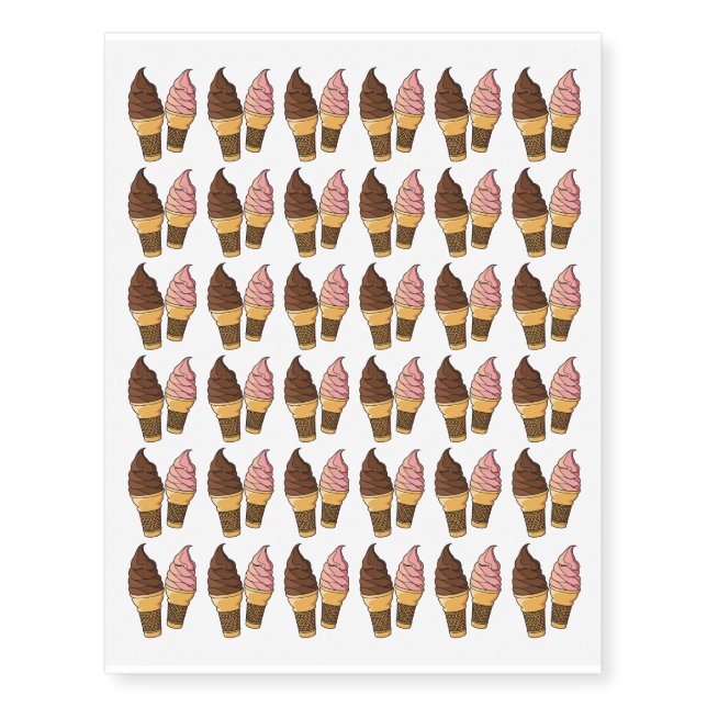 Ice cream cone cartoon illustration  temporary tattoos (Front)