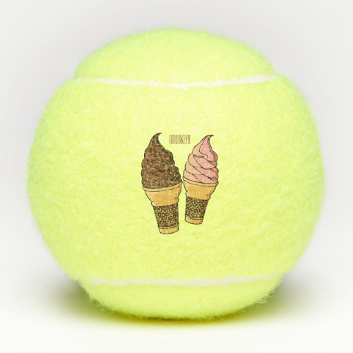 Ice cream cone cartoon illustration  tennis balls