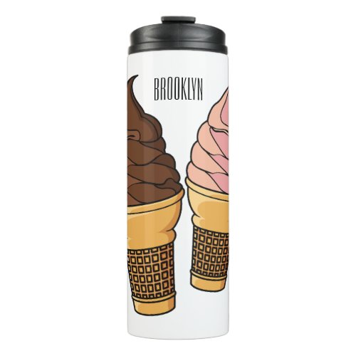 Ice cream cone cartoon illustration  thermal tumbler