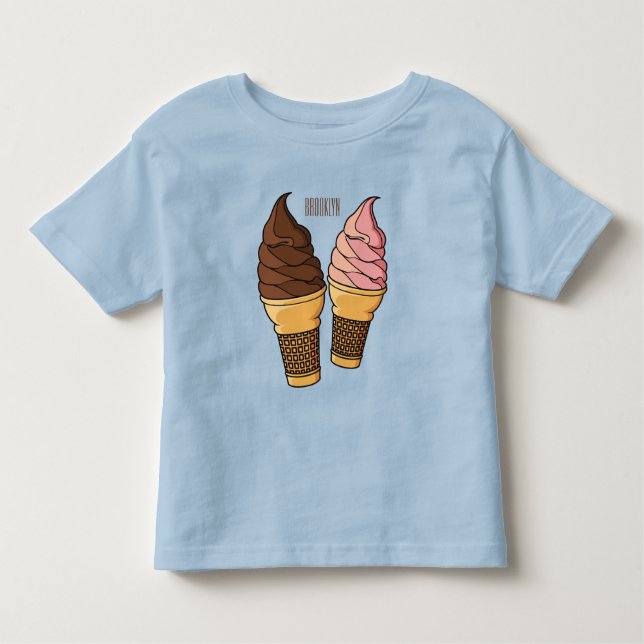 Ice cream cone cartoon illustration  toddler t-shirt (Front)