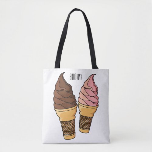 Ice cream cone cartoon illustration  tote bag