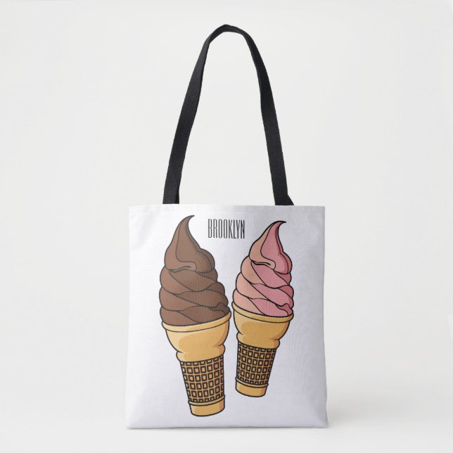 Ice cream cone cartoon illustration  tote bag (Front)