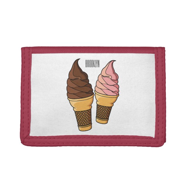 Ice cream cone cartoon illustration  trifold wallet (Front)