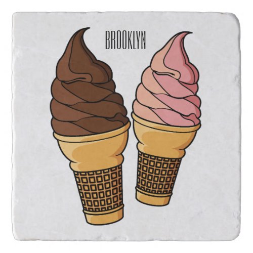 Ice cream cone cartoon illustration  trivet