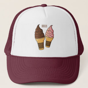 Ice cream cone cartoon illustration  trucker hat