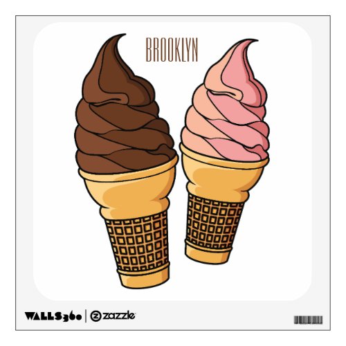 Ice cream cone cartoon illustration  wall decal
