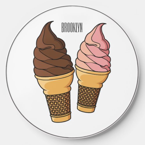 Ice cream cone cartoon illustration  wireless charger 