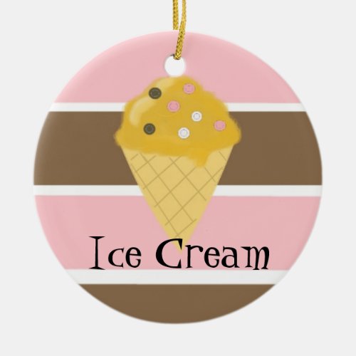 Ice Cream Cone Ceramic Ornament