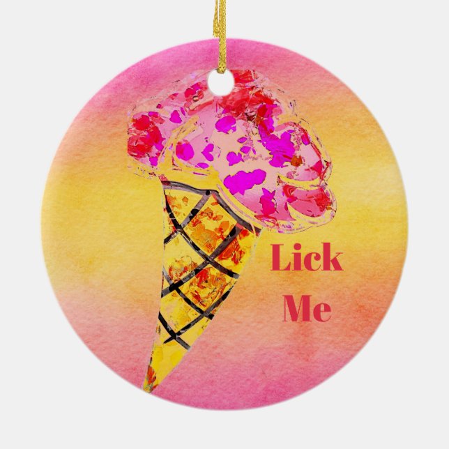Ice Cream Cone Ceramic Ornament (Back)