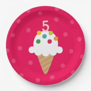 Ice Cream Cone Child's Age Birthday Party Paper Plates