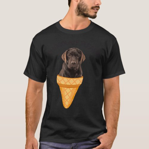 Ice Cream Cone Chocolate Labrador Retriever Dog Pu T_Shirt