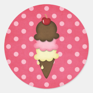 ice cream cone classic round sticker