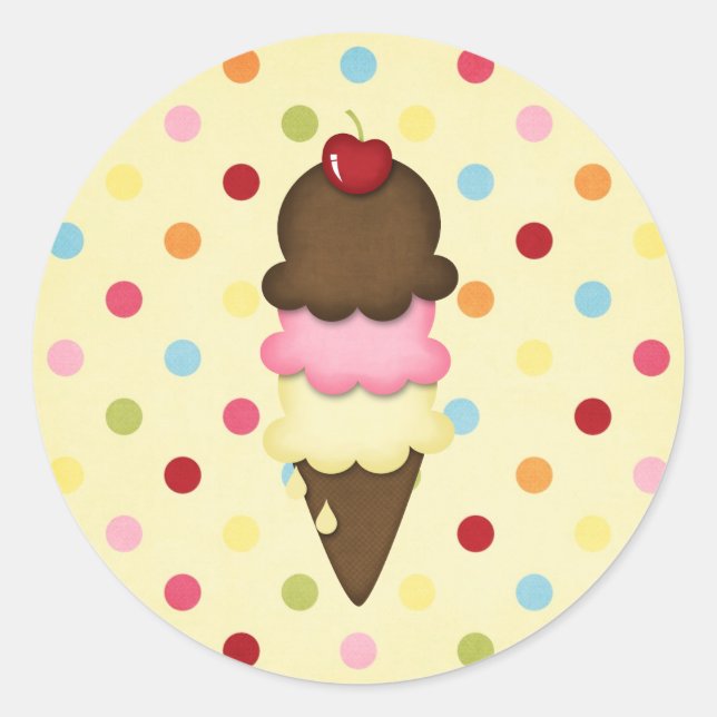 ice cream cone classic round sticker (Front)