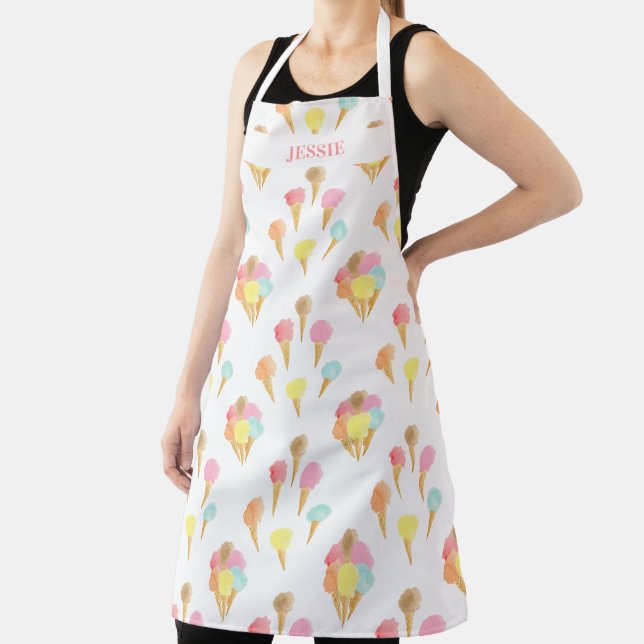 Ice Cream Cone Colorful Flavors Personalized Apron (Insitu)