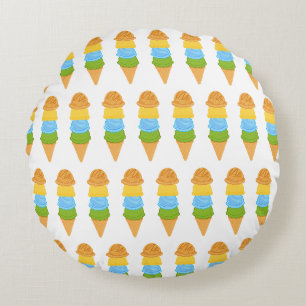 ice cream cone colorfull round pillow