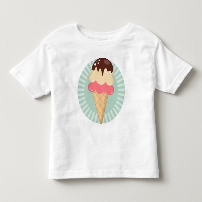 Ice Cream Cone - Cute Chocolate Vanilla Mint Green Toddler T-shirt (Front)
