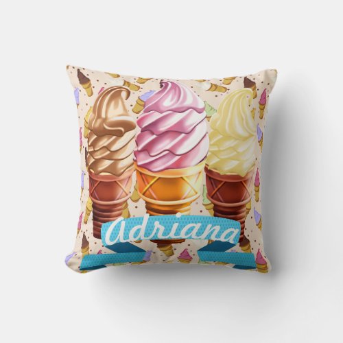 Ice Cream Cone Cutie Decorative Pillow