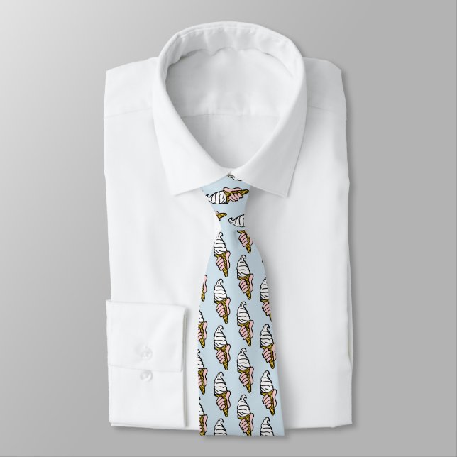 Ice Cream Cone Design Neck Tie (Tied)