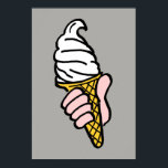 Ice Cream Cone Design Poster<br><div class="desc">Ice cream cone in a cartoon pop-art style design. Big bright Ice cream cornet motif graphic on a poster. Ice cream poster.</div>