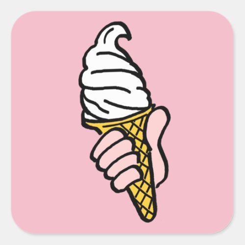 Ice Cream Cone Design Square Sticker