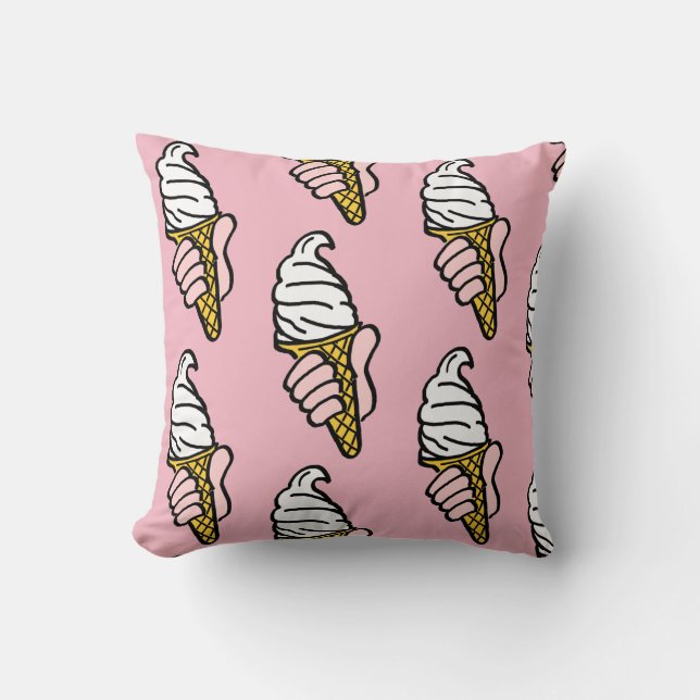 Ice Cream Cone Design Throw Pillow (Front)