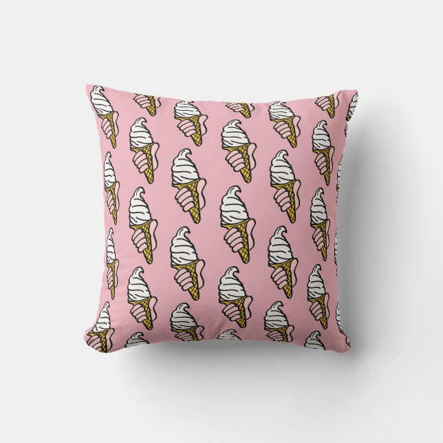 Ice Cream Cone Design Throw Pillow (Front)