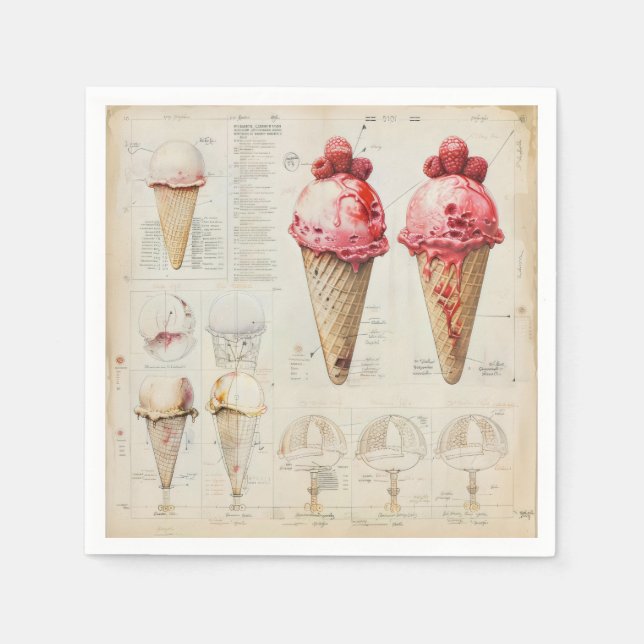 Ice Cream Cone Diagram Napkins (Front)