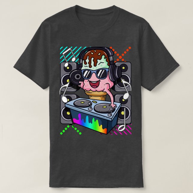 Ice Cream Cone DJ Dance Music Electronic Hip Hop T-Shirt (Design Front)