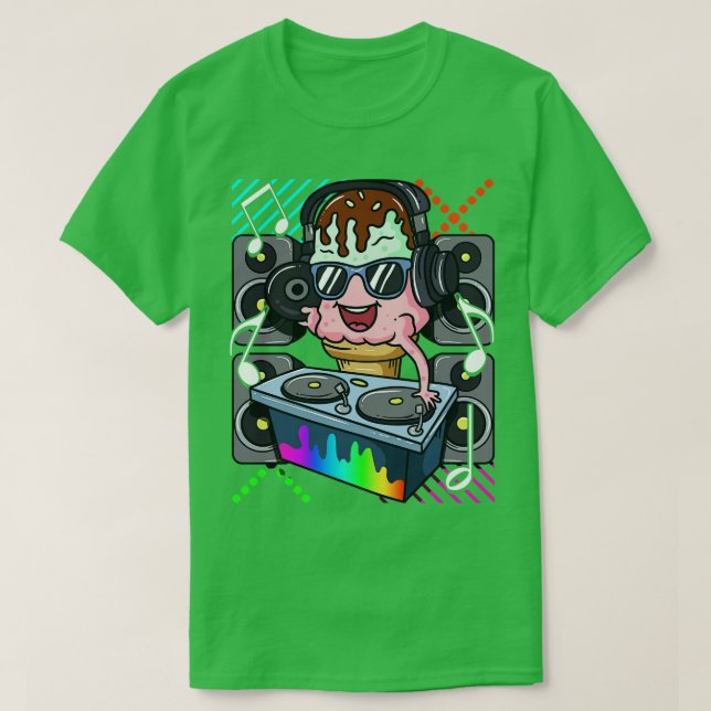 Ice Cream Cone DJ Dance Music Electronic Hip Hop T-Shirt (Design Front)