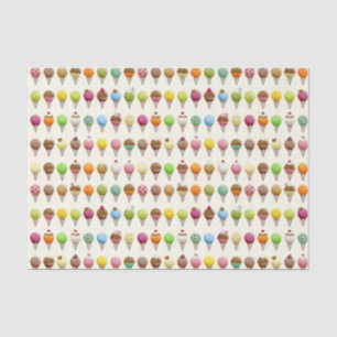 Ice Cream Cone Flavors Pattern Tissue Paper