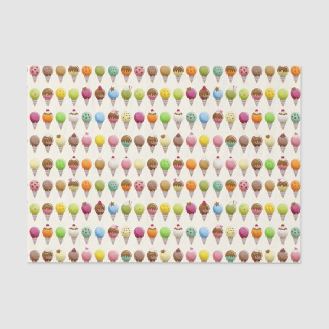 Ice Cream Cone Flavors Pattern Tissue Paper (Front)