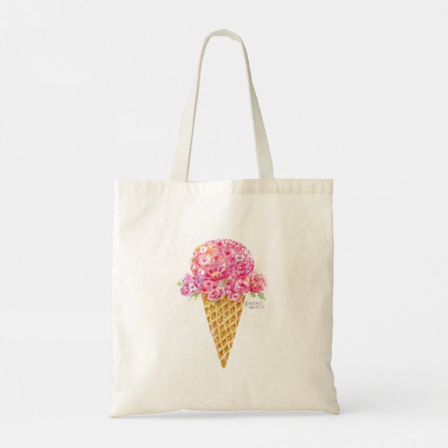 Ice Cream Cone Flowers Tote Bag (Back)