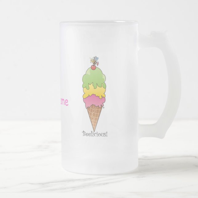 Ice Cream Cone Frosted Glass Beer Mug (Right)