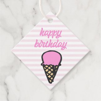 Ice Cream Cone - Happy Birthday Favor Tags