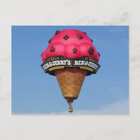Ice Cream Cone Hot Air Balloon Postcard