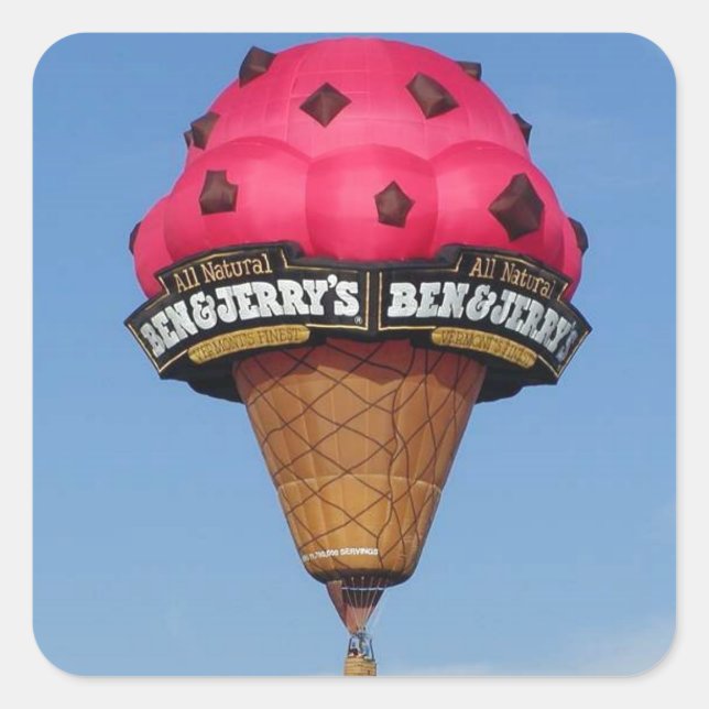 Ice Cream Cone Hot Air Balloon Square Sticker (Front)
