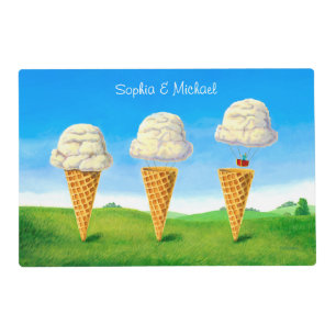Ice Cream Cone, Hot Air Balloon Whimsical, Names Placemat