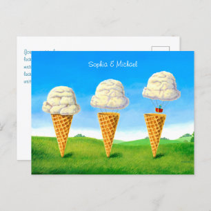 Ice Cream Cone, Hot Air Balloon Whimsical, Names Postcard