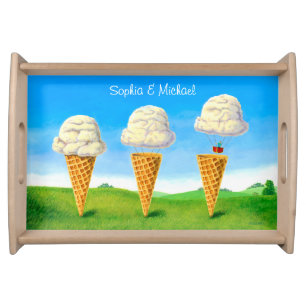 Ice Cream Cone, Hot Air Balloon Whimsical, Names Serving Tray