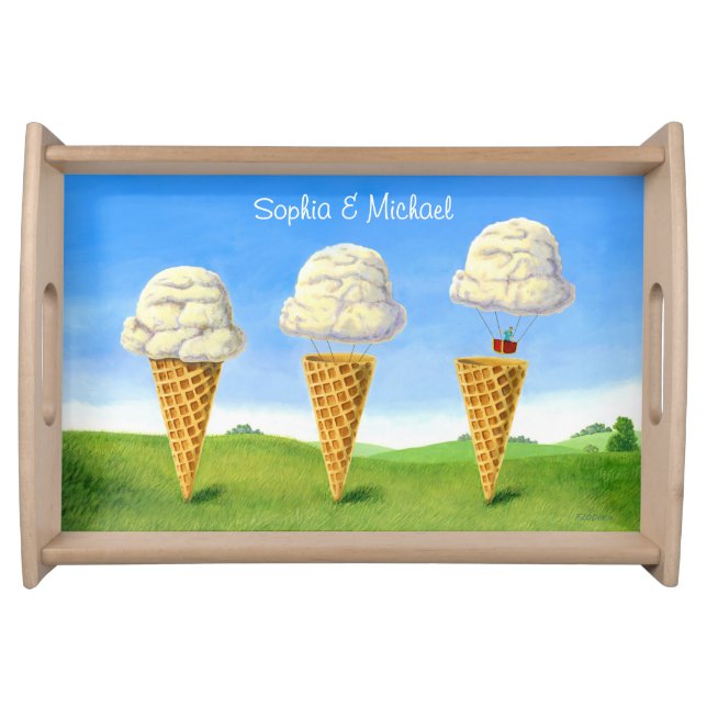 Ice Cream Cone, Hot Air Balloon Whimsical, Names Serving Tray (Front)