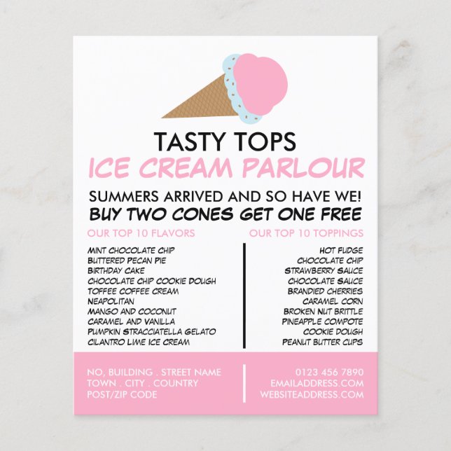Ice Cream Cone, Ice Cream Parlor Advertising Flyer (Front)