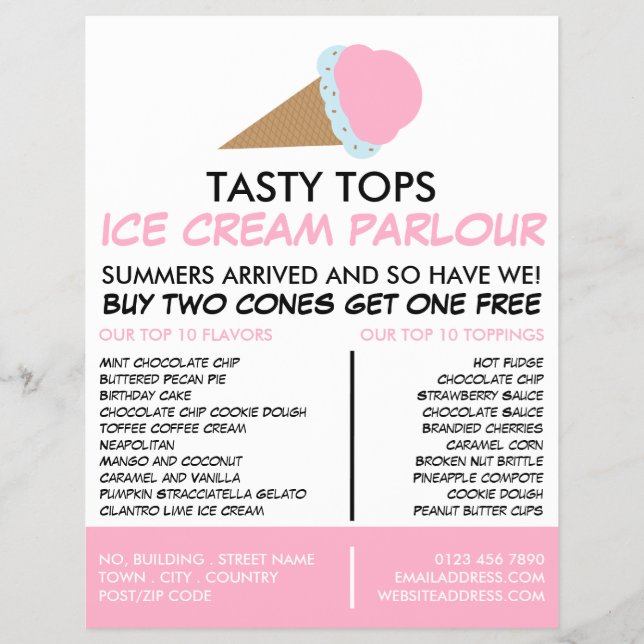 Ice Cream Cone, Ice Cream Parlor Advertising Flyer (Front)