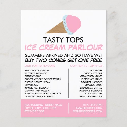 Ice Cream Cone Ice Cream Parlor Advertising Flyer
