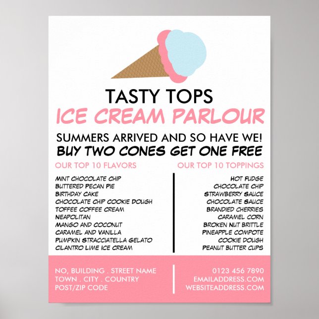 Ice Cream Cone, Ice Cream Parlor Advertising Poster (Front)