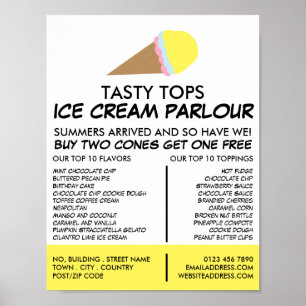 Ice Cream Cone, Ice Cream Parlor Advertising Poster