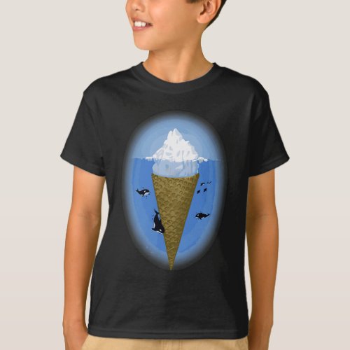 Ice cream cone Iceberg whale cold food cute funny  T_Shirt