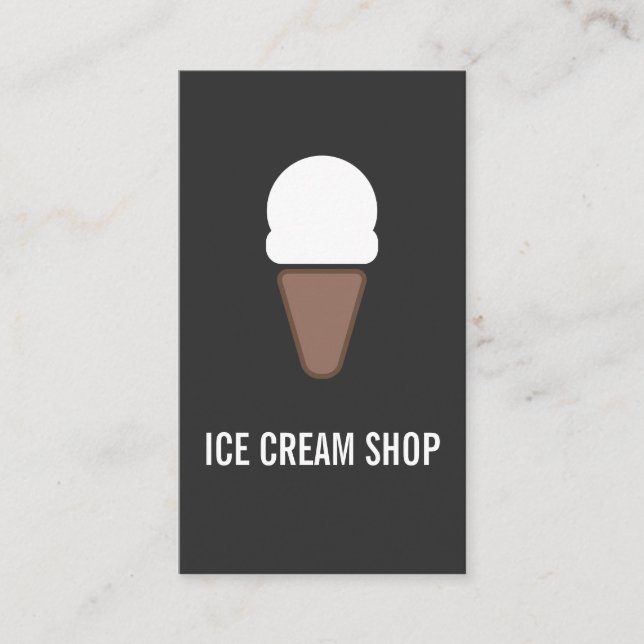 Ice Cream Cone Icon gray Business Card (Front)