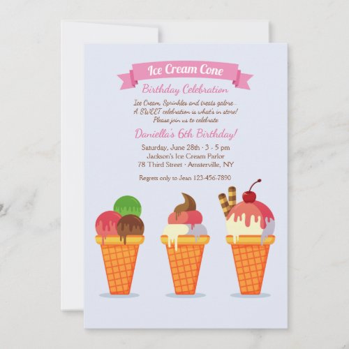 Ice Cream Cone Invitation