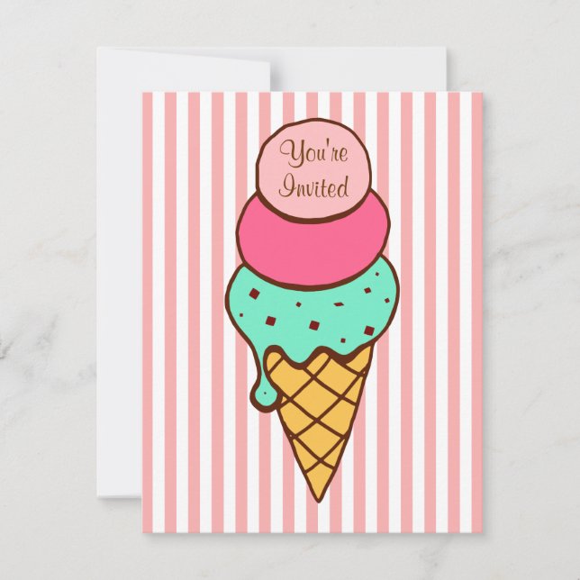 Ice Cream Cone Invitation (Front)
