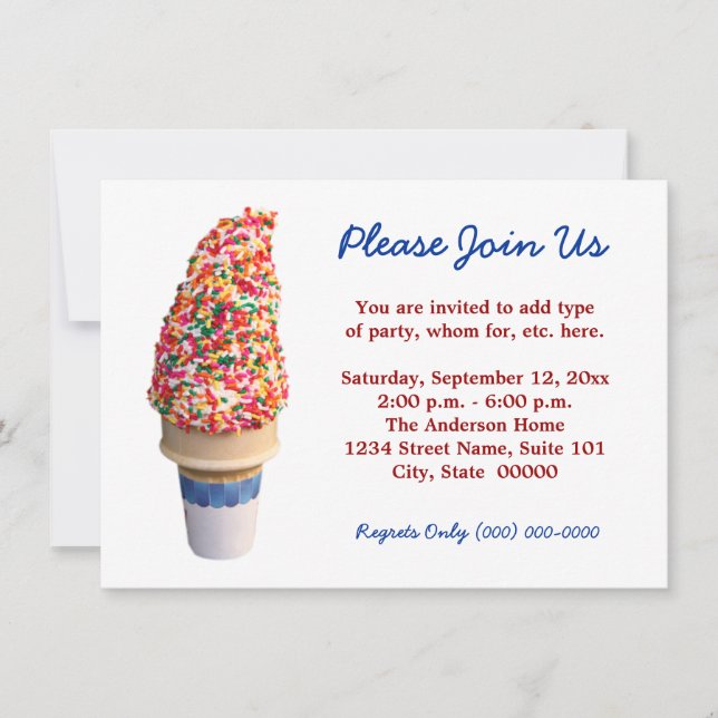 Ice Cream Cone Invitations (Front)